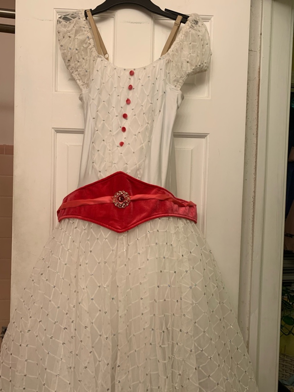 White and Raspberry Fuschia pink Princess Tulle Costume Dress